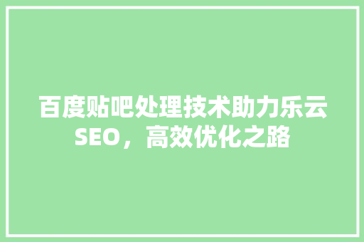 百度贴吧处理技术助力乐云SEO，高效优化之路