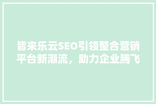 皆来乐云SEO引领整合营销平台新潮流，助力企业腾飞