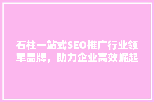石柱一站式SEO推广行业领军品牌，助力企业高效崛起