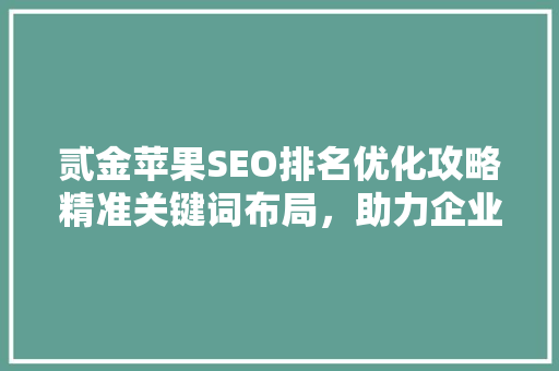 贰金苹果SEO排名优化攻略精准关键词布局，助力企业腾飞