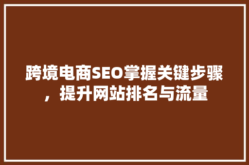 跨境电商SEO掌握关键步骤，提升网站排名与流量