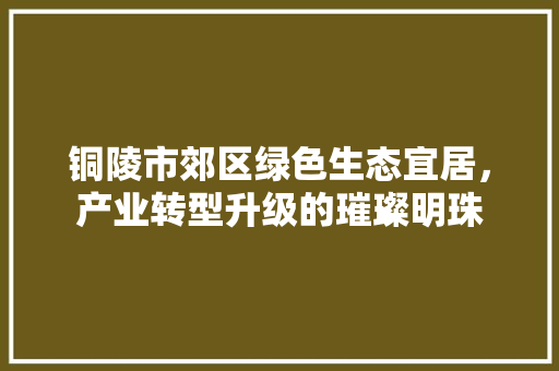 铜陵市郊区绿色生态宜居，产业转型升级的璀璨明珠
