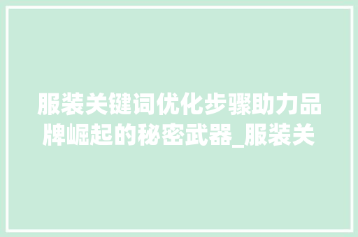 服装关键词优化步骤助力品牌崛起的秘密武器_服装关键词优化方法