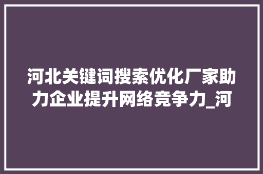 河北关键词搜索优化厂家助力企业提升网络竞争力_河北关键词搜索优化厂家