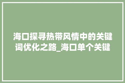 海口探寻热带风情中的关键词优化之路_海口单个关键词怎么优化