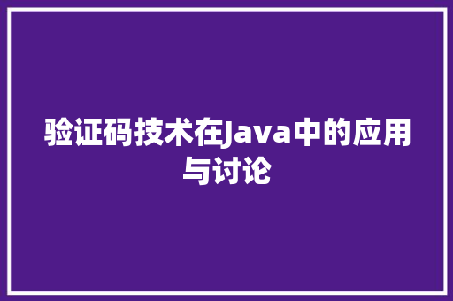 验证码技术在Java中的应用与讨论
