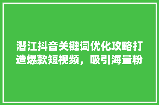 潜江抖音关键词优化攻略打造爆款短视频，吸引海量粉丝_潜江抖音关键词优化