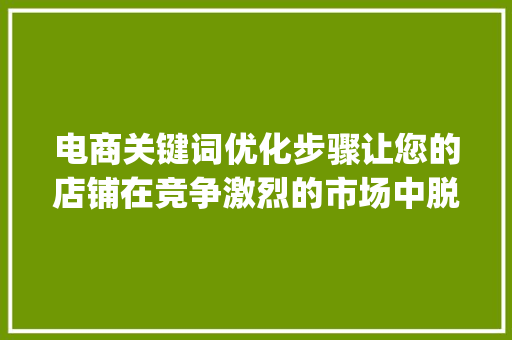 电商关键词优化步骤让您的店铺在竞争激烈的市场中脱颖而出_gpt电商关键词优化