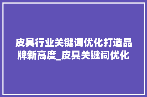皮具行业关键词优化打造品牌新高度_皮具关键词优化公司