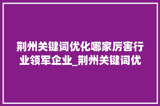荆州关键词优化哪家厉害行业领军企业_荆州关键词优化哪家厉害