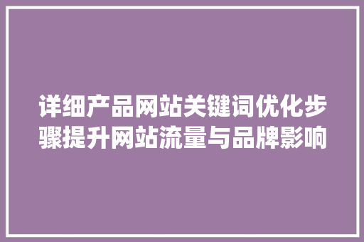 详细产品网站关键词优化步骤提升网站流量与品牌影响力的关键_产品网站关键词优化
