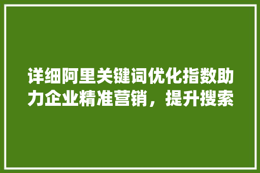 详细阿里关键词优化指数助力企业精准营销，提升搜索引擎排名_阿里关键词优化指数
