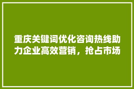 重庆关键词优化咨询热线助力企业高效营销，抢占市场先机_重庆关键词优化咨询热线