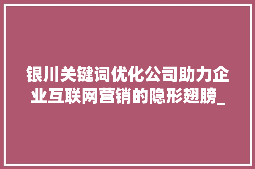 银川关键词优化公司助力企业互联网营销的隐形翅膀_银川关键词优化公司