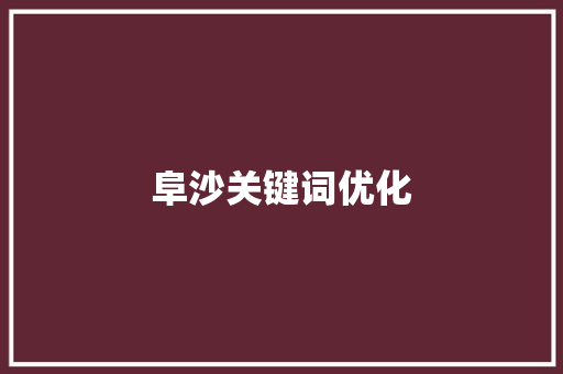 阜沙关键词优化