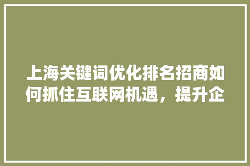 上海关键词优化排名招商如何抓住互联网机遇，提升企业竞争力_上海关键词优化排名招商