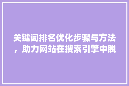 关键词排名优化步骤与方法，助力网站在搜索引擎中脱颖而出_怎样做好关键词排名优化