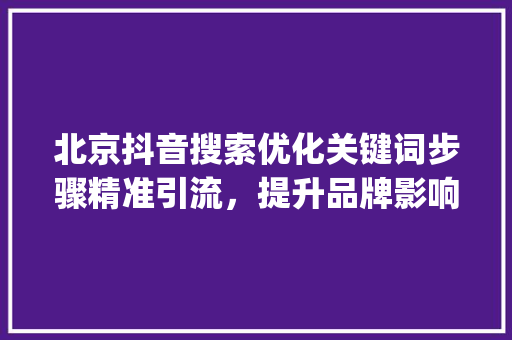 北京抖音搜索优化关键词步骤精准引流，提升品牌影响力_北京抖音搜索优化关键词