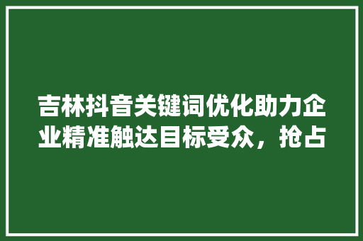 吉林抖音关键词优化助力企业精准触达目标受众，抢占市场先机_吉林抖音关键词优化公司