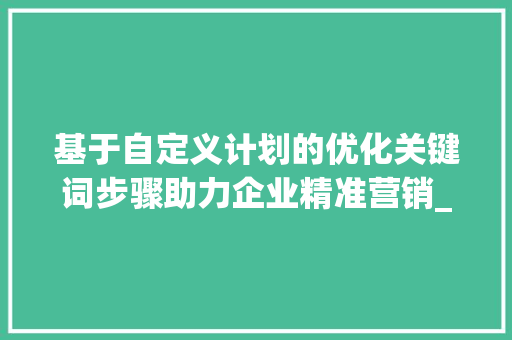 基于自定义计划的优化关键词步骤助力企业精准营销_自定义计划优化关键词