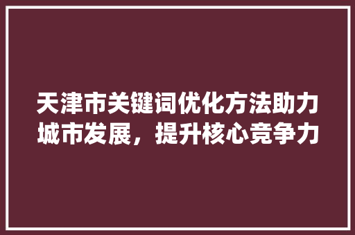 天津市关键词优化方法助力城市发展，提升核心竞争力_天津市关键词优化方法