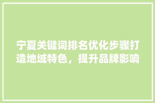 宁夏关键词排名优化步骤打造地域特色，提升品牌影响力_宁夏关键词排名优化方法
