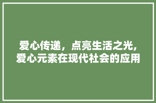 爱心传递，点亮生活之光,爱心元素在现代社会的应用与价值