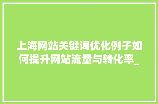 上海网站关键词优化例子如何提升网站流量与转化率_上海网站关键词优化例子
