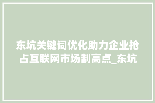 东坑关键词优化助力企业抢占互联网市场制高点_东坑关键词优化公司