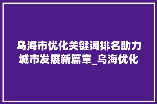 乌海市优化关键词排名助力城市发展新篇章_乌海优化关键词排名