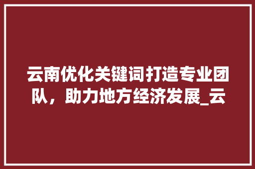 云南优化关键词打造专业团队，助力地方经济发展_云南优化关键词专业团队