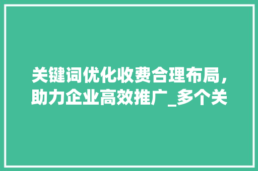 关键词优化收费合理布局，助力企业高效推广_多个关键词优化如何收费