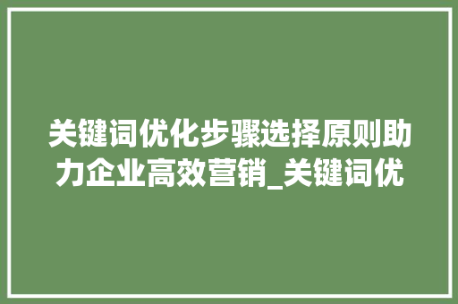 关键词优化步骤选择原则助力企业高效营销_关键词优化步骤选择原则