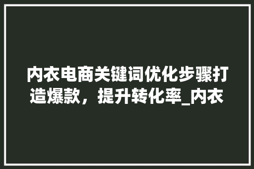 内衣电商关键词优化步骤打造爆款，提升转化率_内衣网店关键词优化
