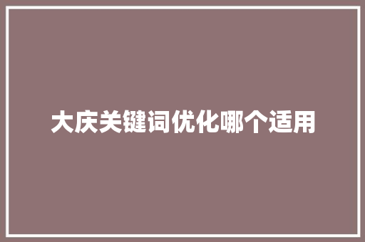 大庆关键词优化哪个适用