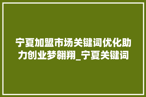 宁夏加盟市场关键词优化助力创业梦翱翔_宁夏关键词搜索优化加盟