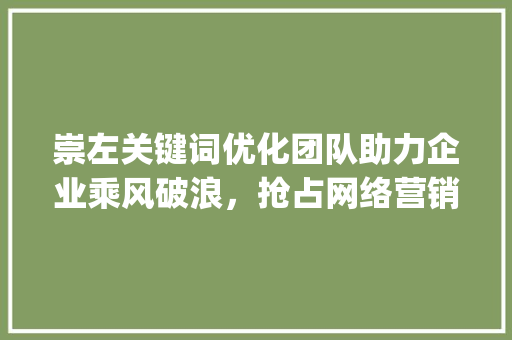 崇左关键词优化团队助力企业乘风破浪，抢占网络营销制高点_崇左关键词优化团队