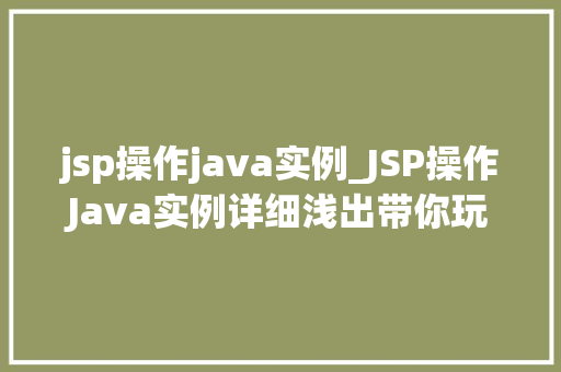 jsp操作java实例_JSP操作Java实例详细浅出带你玩转Web开发