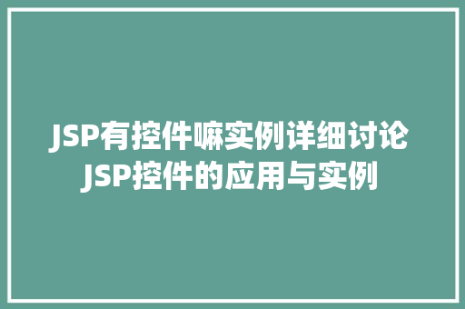 JSP有控件嘛实例详细讨论JSP控件的应用与实例
