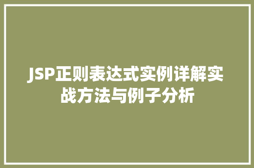 JSP正则表达式实例详解实战方法与例子分析