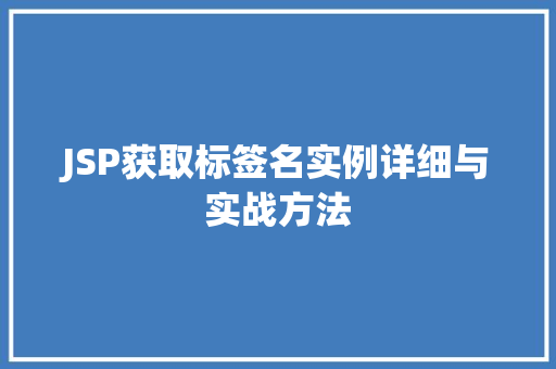 JSP获取标签名实例详细与实战方法