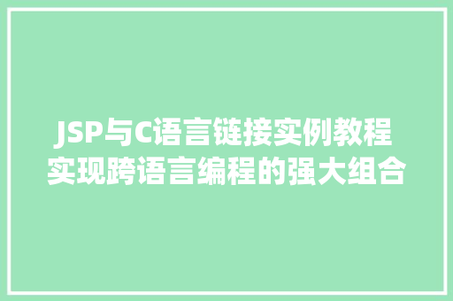 JSP与C语言链接实例教程实现跨语言编程的强大组合