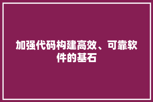 加强代码构建高效、可靠软件的基石