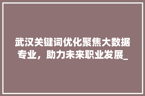 武汉关键词优化聚焦大数据专业，助力未来职业发展_武汉关键词优化哪个专业
