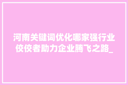 河南关键词优化哪家强行业佼佼者助力企业腾飞之路_河南关键词优化哪家好