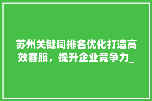 苏州关键词排名优化打造高效客服，提升企业竞争力_苏州关键词排名优化客服