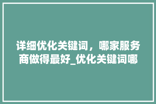 详细优化关键词，哪家服务商做得最好_优化关键词哪家做的好