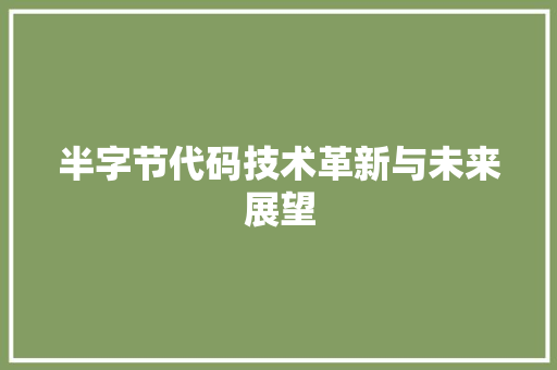 半字节代码技术革新与未来展望