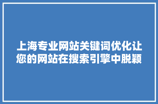 上海专业网站关键词优化让您的网站在搜索引擎中脱颖而出  第1张