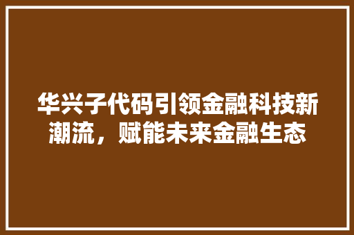 华兴子代码引领金融科技新潮流，赋能未来金融生态